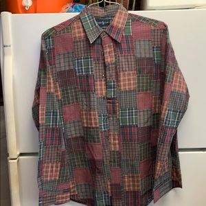 Ralph Lauren button down plaid patch shirt